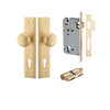 Iver Door Knob Cambridge Stepped Euro Key/Key Brushed Brass Entrance Kit