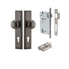 Iver Door Knob Cambridge Stepped Euro Key/Key Distressed Nickel Entrance Kit