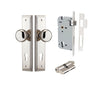 Iver Door Knob Cambridge Stepped Euro Key/Key Polished Nickel Entrance Kit