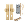 Iver Door Knob Cambridge Stepped Euro Key/Thumb Brushed Brass Entrance Kit