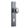 Iver Door Knob Cambridge Stepped Euro Pair Brushed Chrome