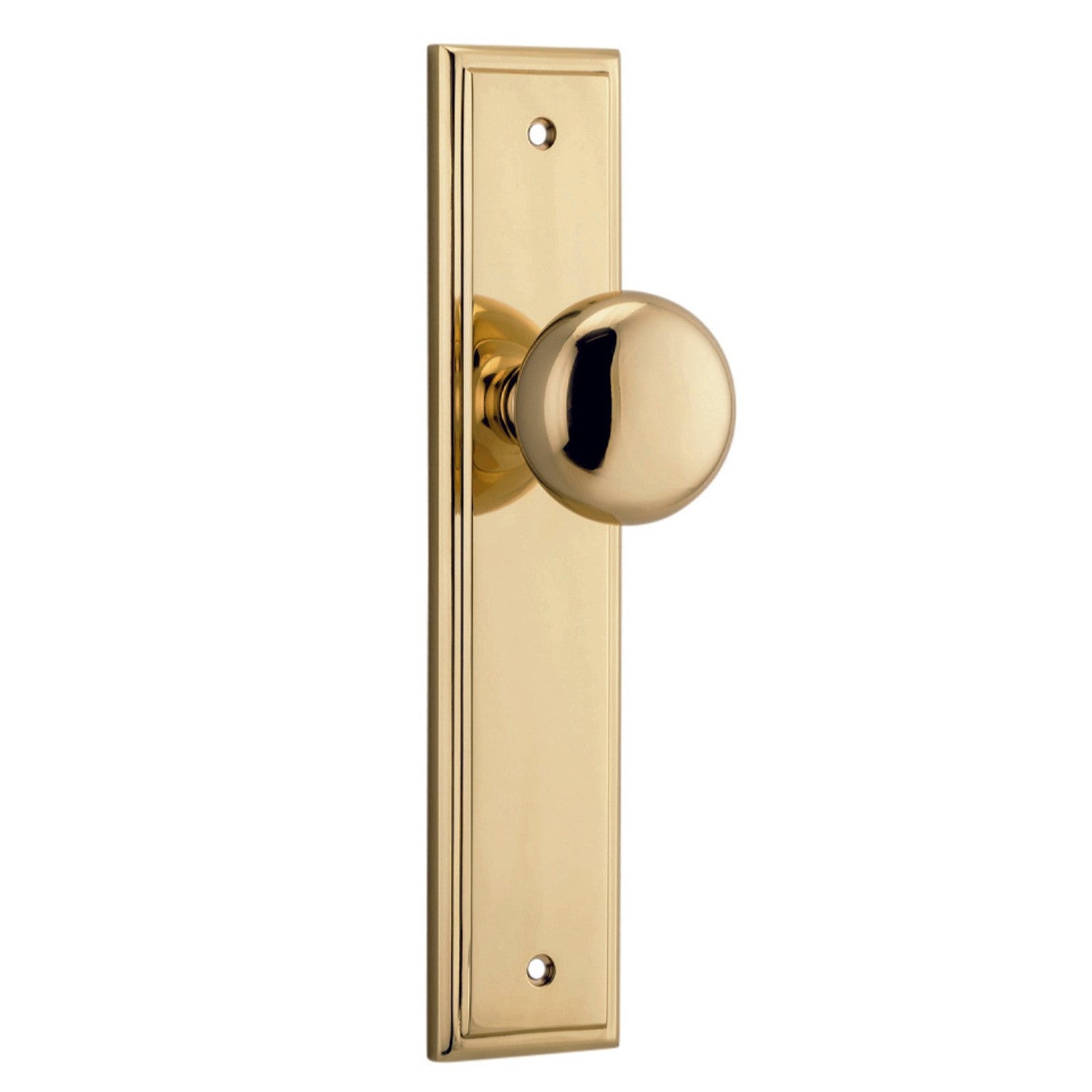 Iver Door Knob Cambridge Stepped Latch Pair Polished Brass