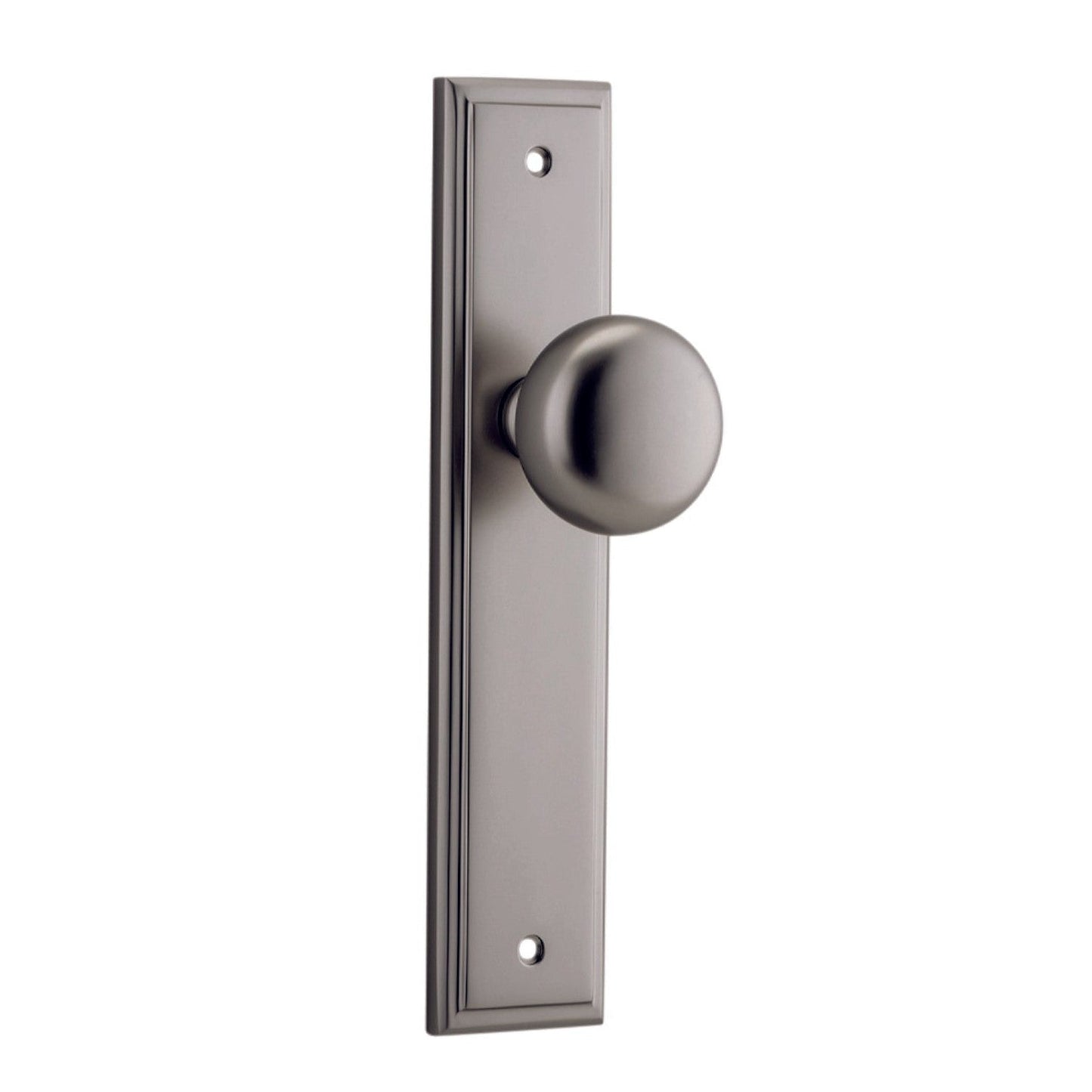 Iver Door Knob Cambridge Stepped Latch Pair Satin Nickel