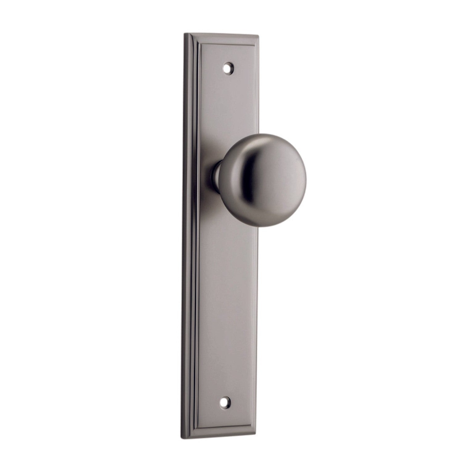 Iver Door Knob Cambridge Stepped Latch Pair Satin Nickel