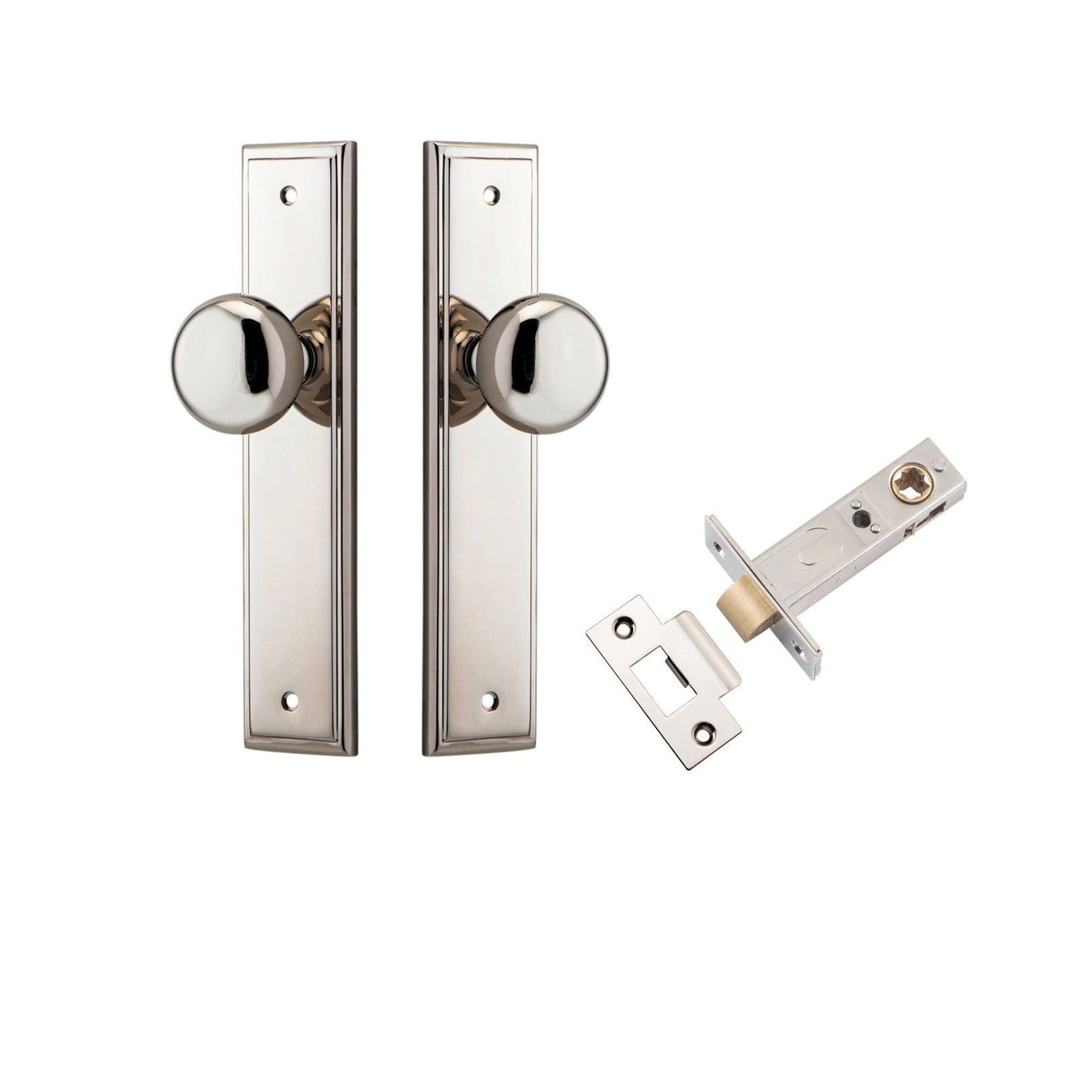 Iver Door Knob Cambridge Stepped Latch Polished Nickel Passage Kit