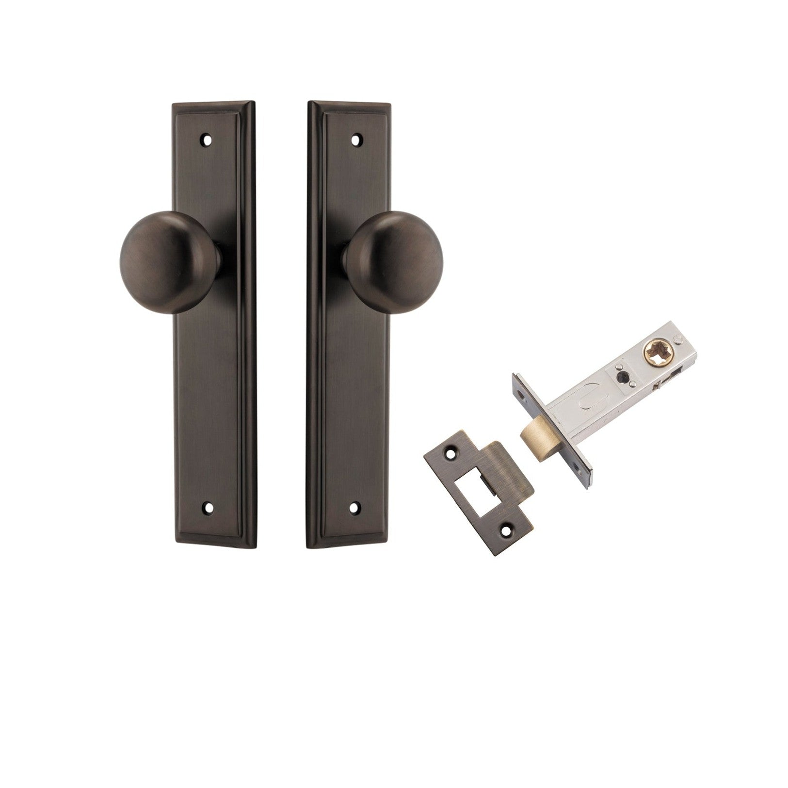 Iver Door Knob Cambridge Stepped Latch Signature Brass Passage Kit