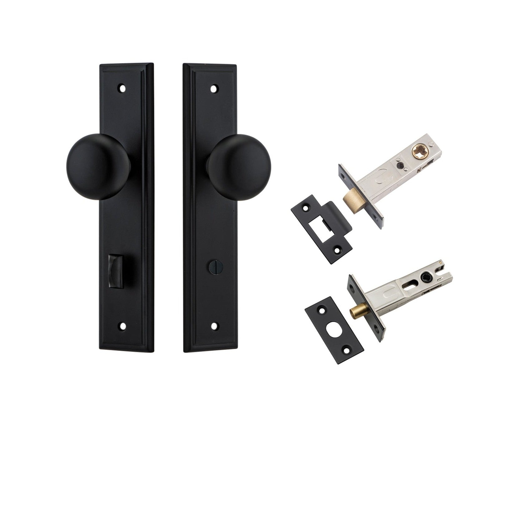 Iver Door Knob Cambridge Stepped Privacy Matt Black Inbuilt Privacy Kit