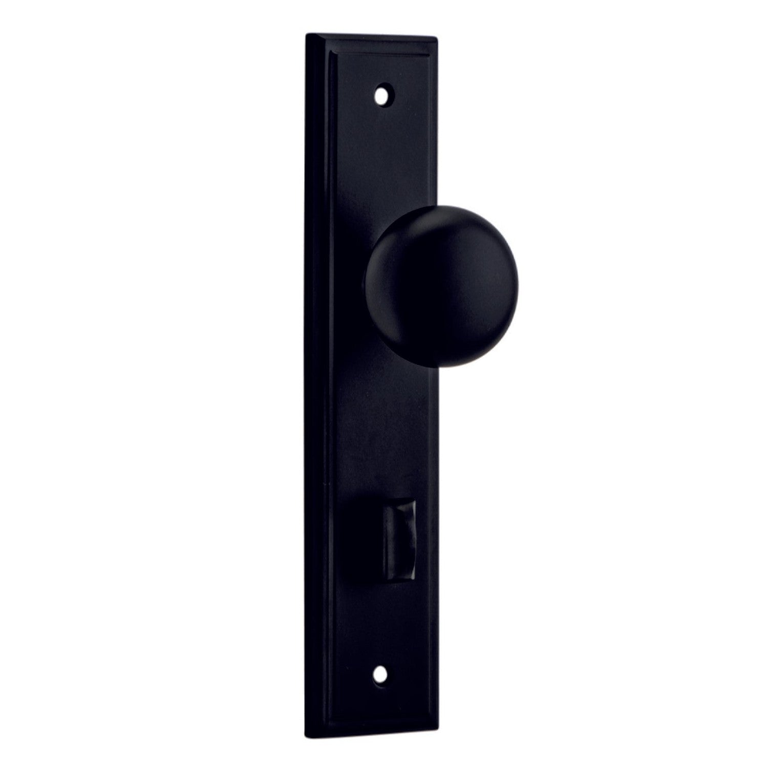 Iver Door Knob Cambridge Stepped Privacy Pair Matt Black