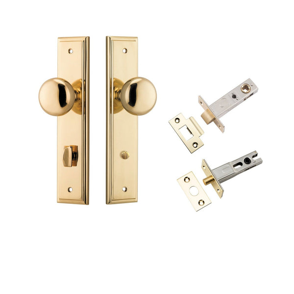 Iver Door Knob Cambridge Stepped Privacy Polished Brass Inbuilt Privac ...