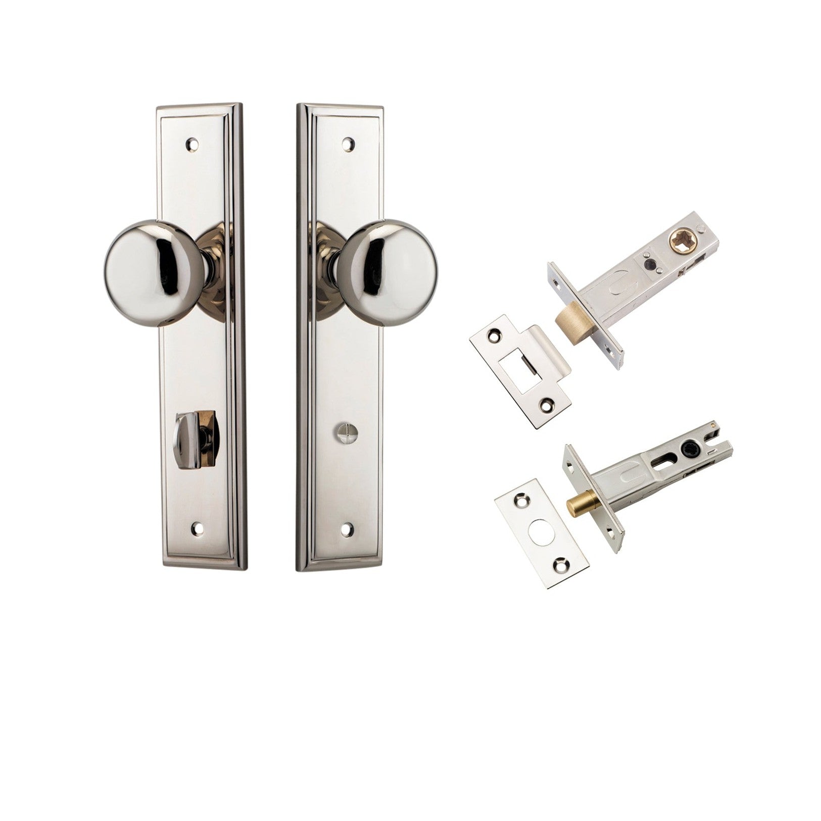 Iver Door Knob Cambridge Stepped Privacy Polished Nickel Inbuilt Privacy Kit