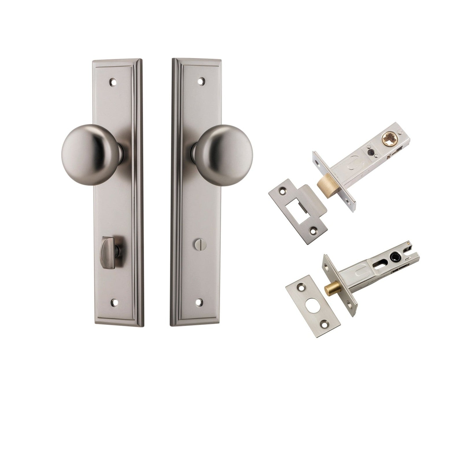 Iver Door Knob Cambridge Stepped Privacy Satin Nickel Inbuilt Privacy Kit