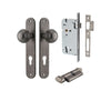 Iver Door Knob Guildford Oval Euro Key/Thumb Distressed Nickel Entrance Kit