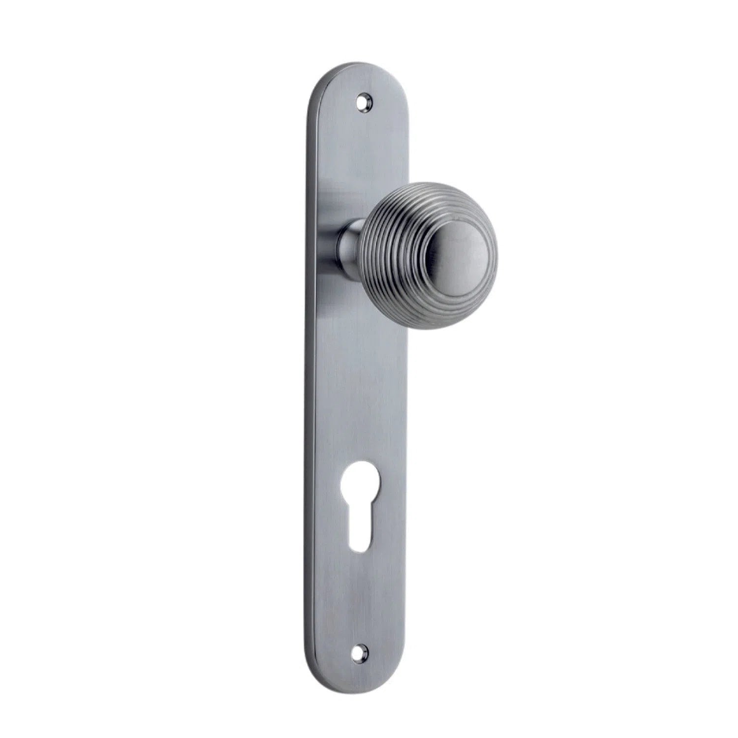 Iver Door Knob Guildford Oval Euro Pair Brushed Chrome