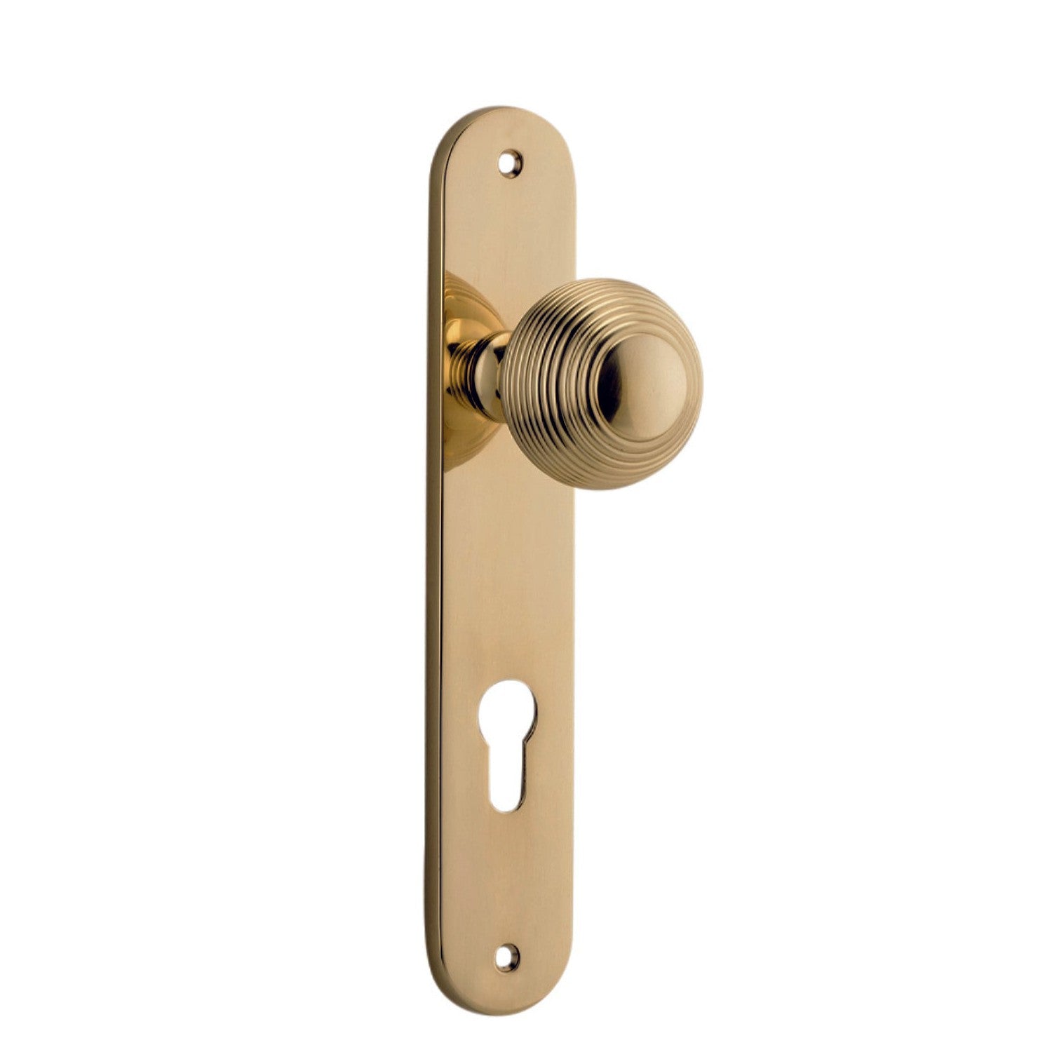 Iver Door Knob Guildford Oval Euro Pair Polished Brass