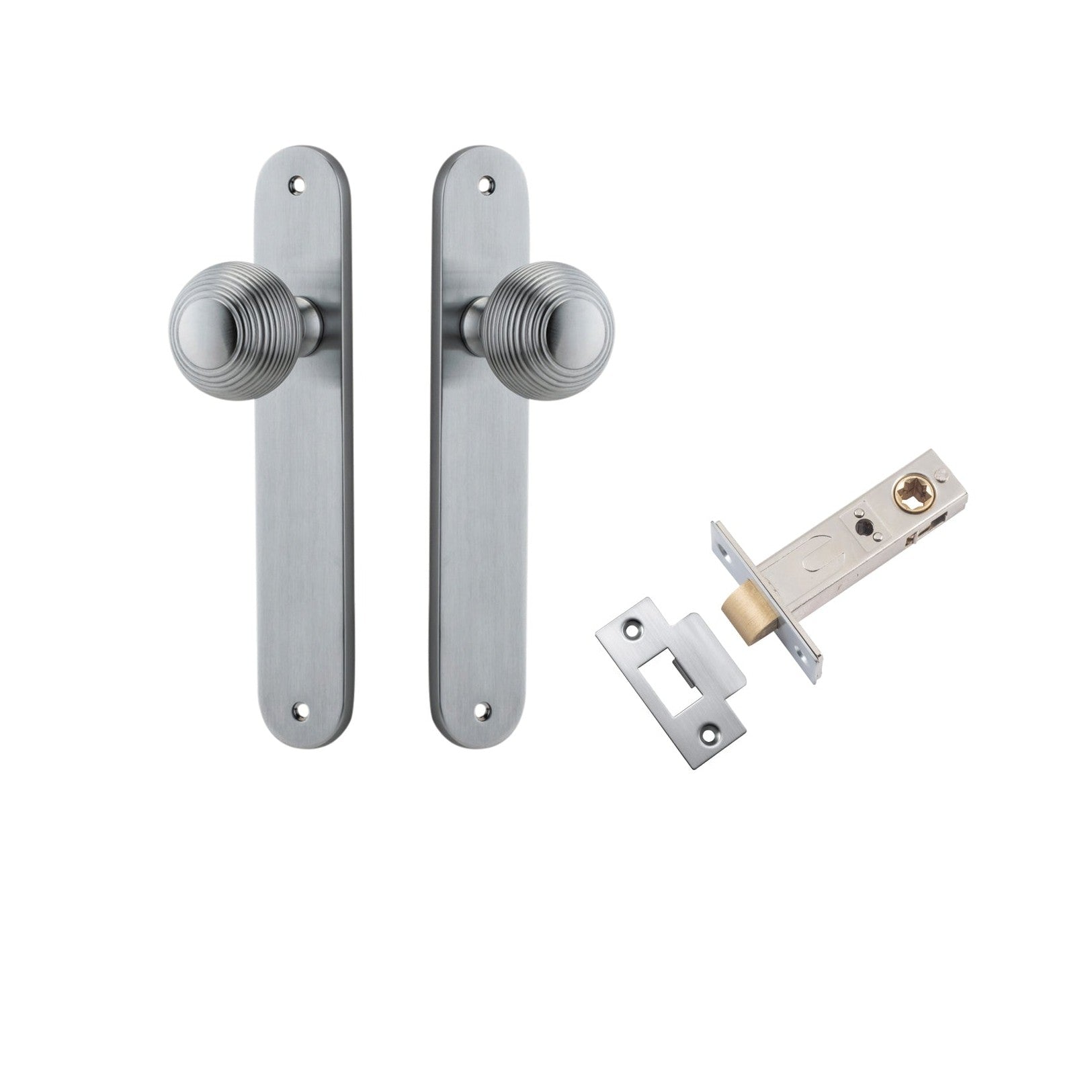 Iver Door Knob Guildford Oval Latch Brushed Chrome Passage Kit