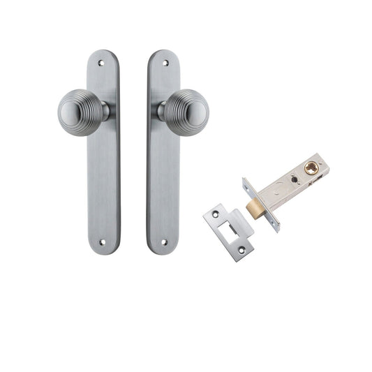 Iver Door Knob Guildford Oval Latch Brushed Chrome Passage Kit