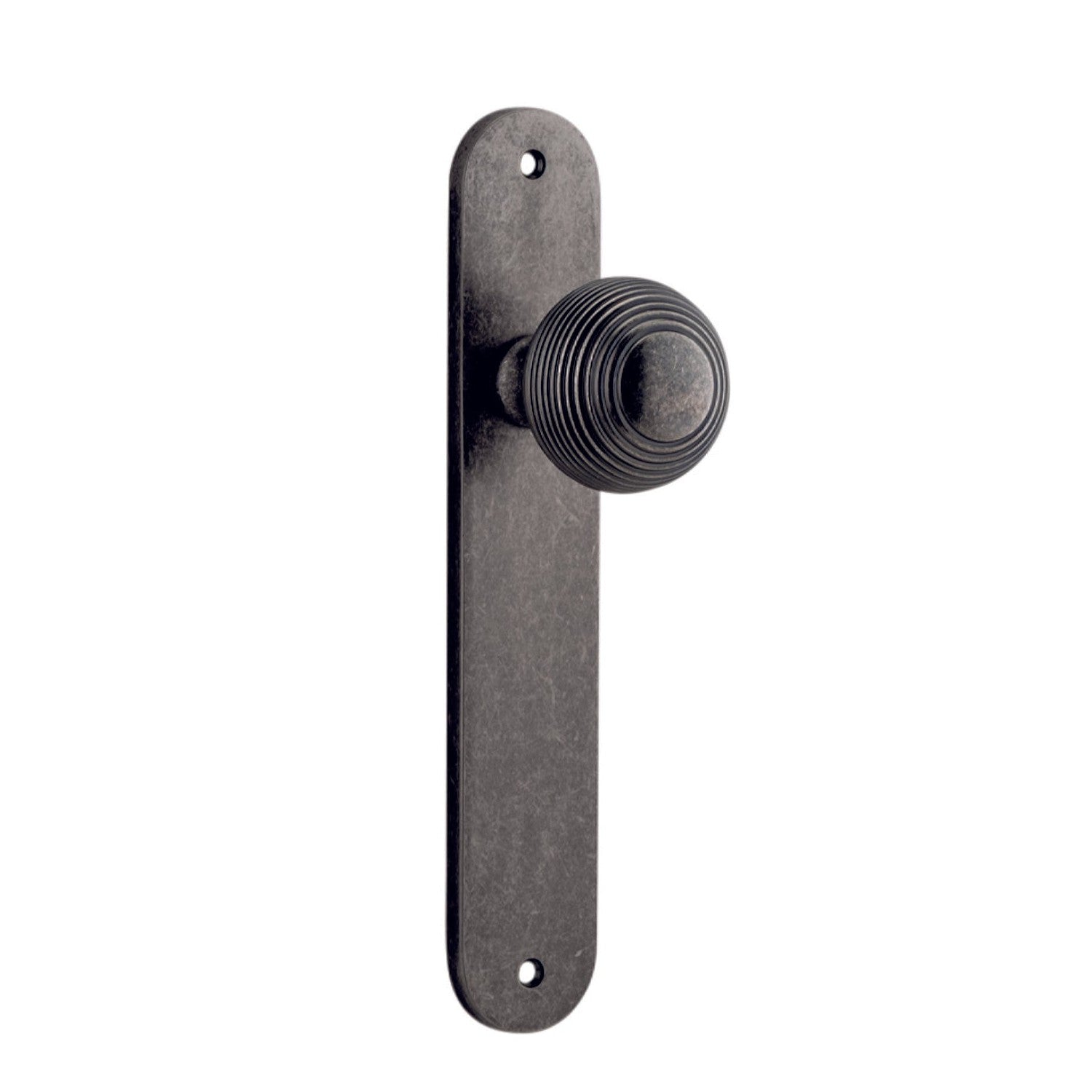 Iver Door Knob Guildford Oval Latch Pair Distressed Nickel