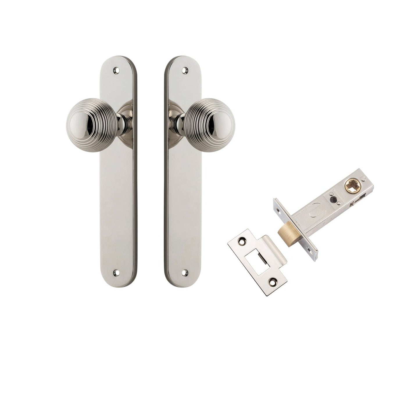 Iver Door Knob Guildford Oval Latch Polished Nickel Passage Kit