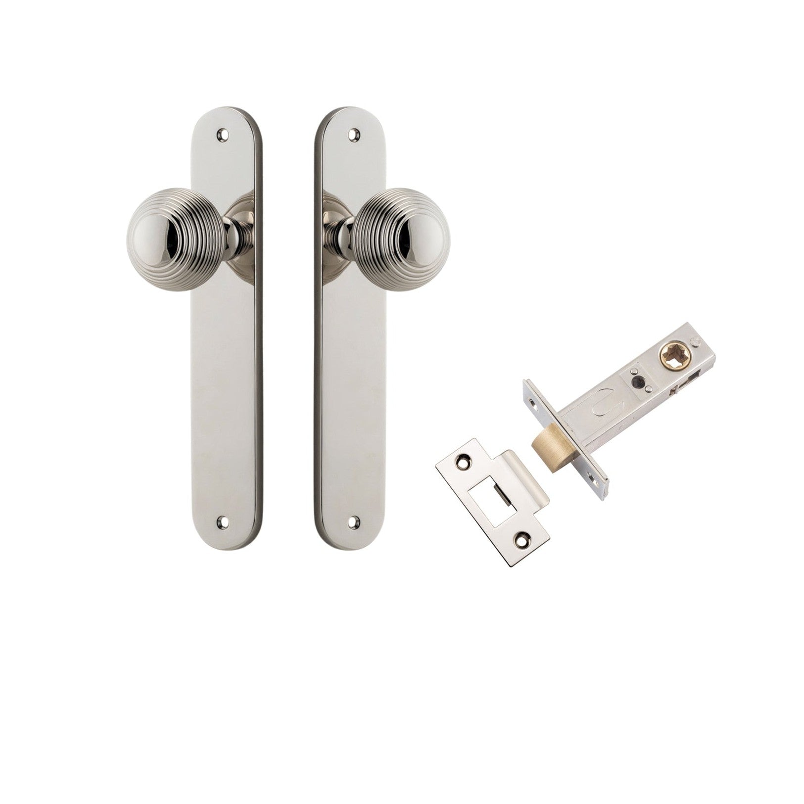 Iver Door Knob Guildford Oval Latch Polished Nickel Passage Kit