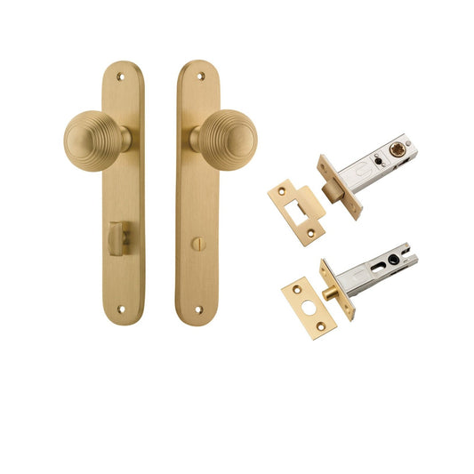 Iver Door Knob Guildford Oval Privacy Brushed Brass Inbuilt Privacy Kit