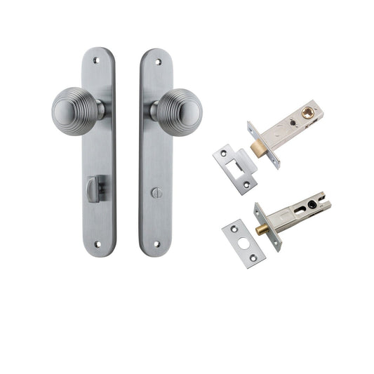 Iver Door Knob Guildford Oval Privacy Brushed Chrome Inbuilt Privacy Kit