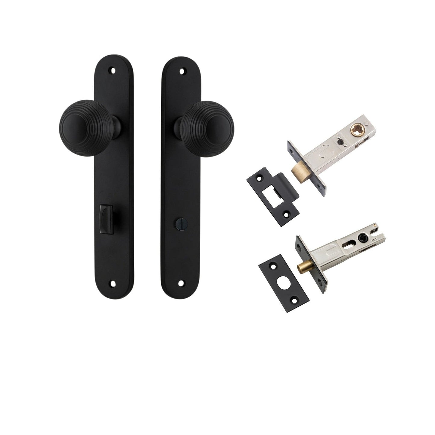 Iver Door Knob Guildford Oval Privacy Matt Black Inbuilt Privacy Kit