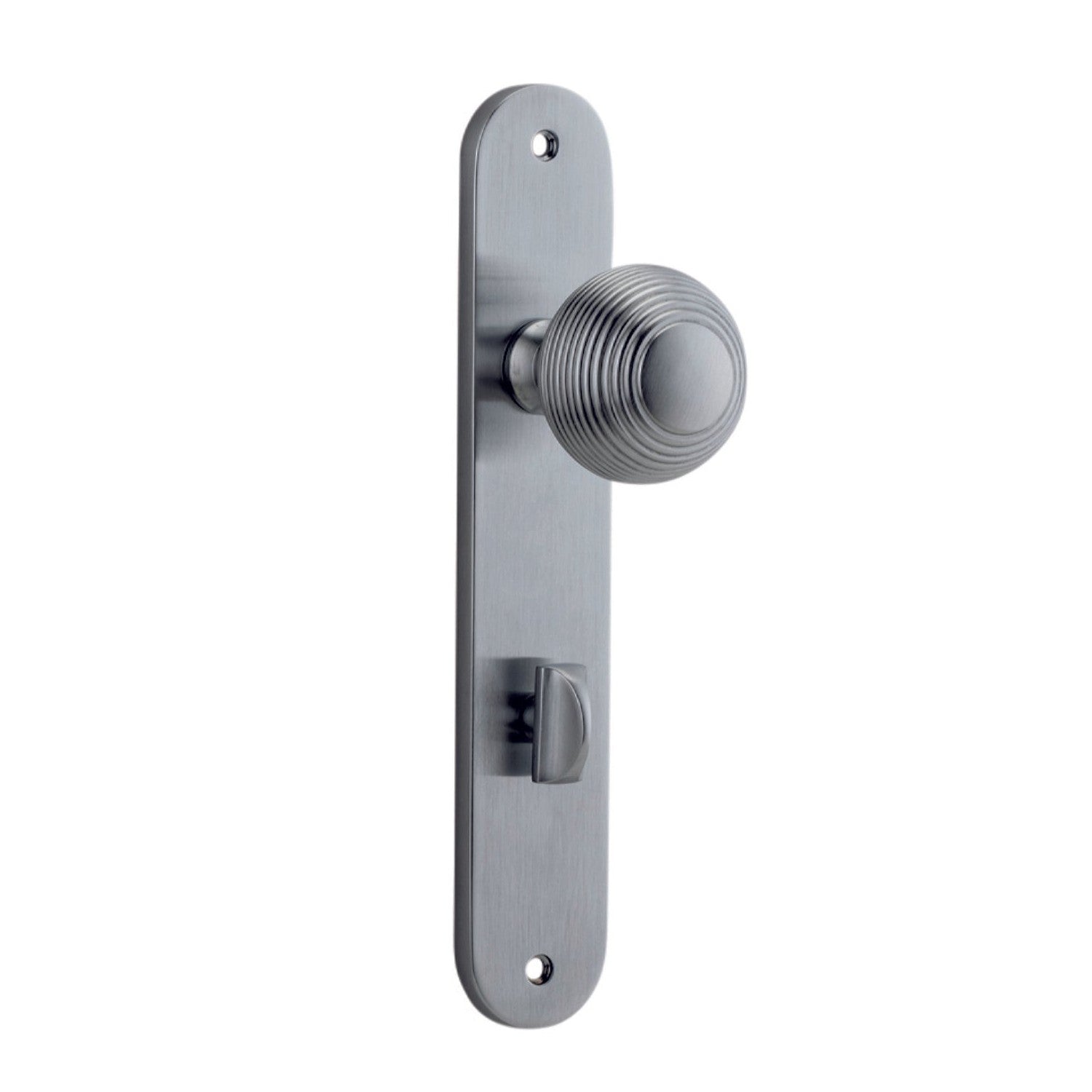 Iver Door Knob Guildford Oval Privacy Pair Brushed Chrome