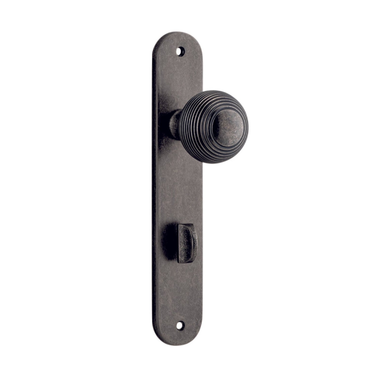 Iver Door Knob Guildford Oval Privacy Pair Distressed Nickel