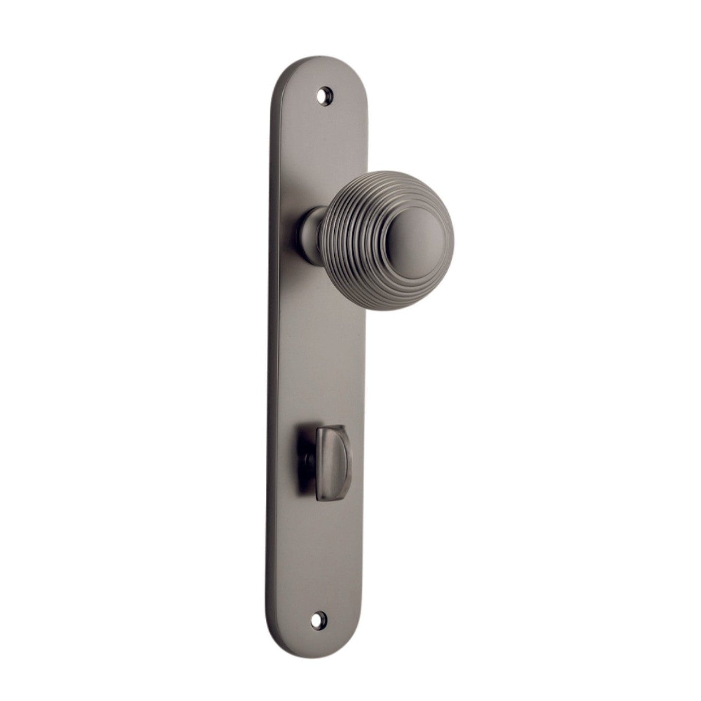 Iver Door Knob Guildford Oval Privacy Pair Satin Nickel