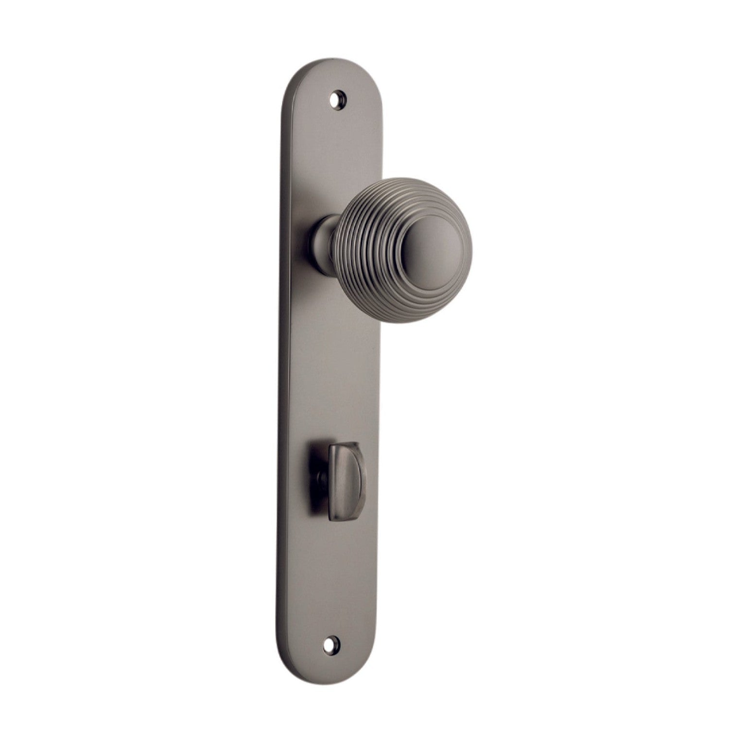 Iver Door Knob Guildford Oval Privacy Pair Satin Nickel