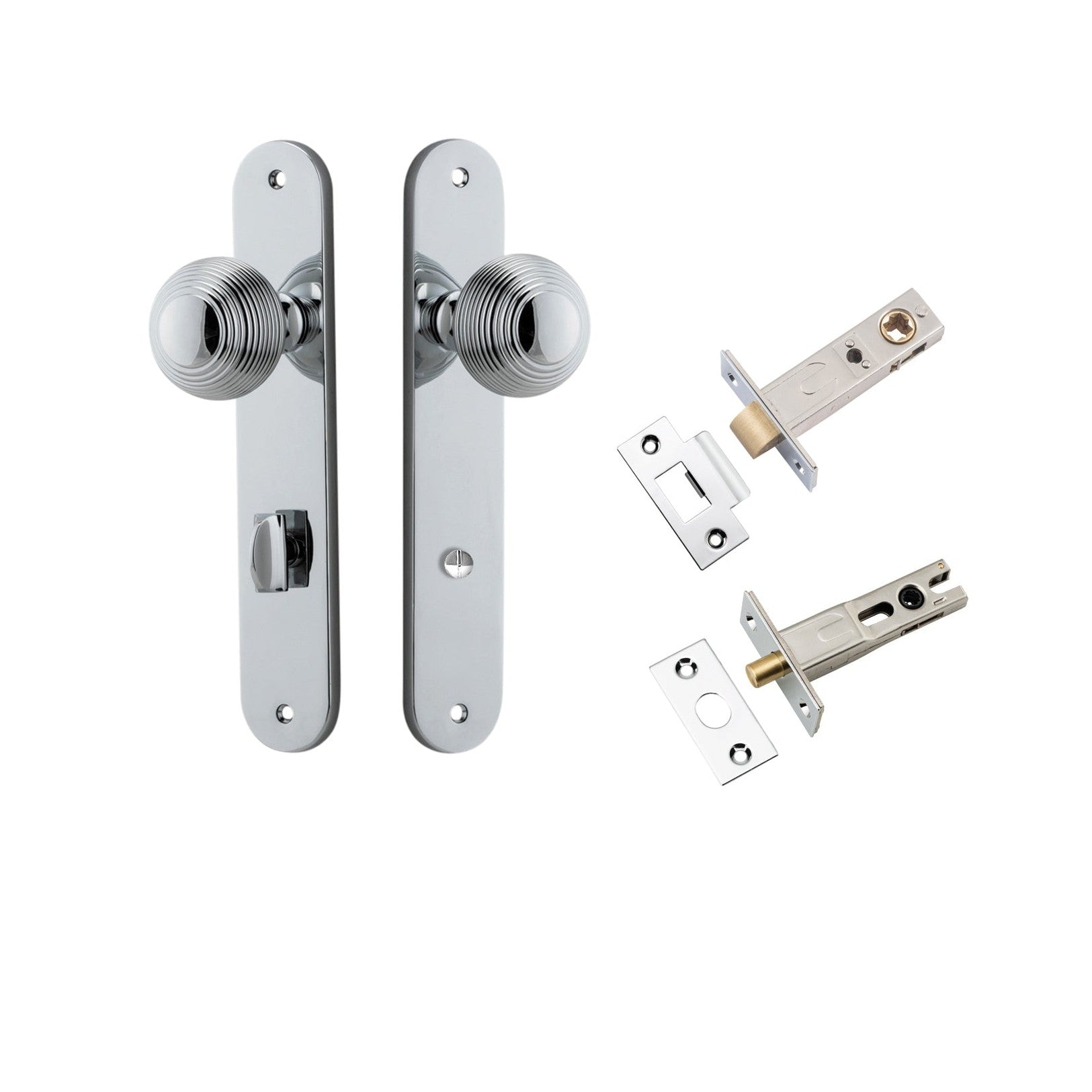 Iver Door Knob Guildford Oval Privacy Polished Chrome Inbuilt Privacy Kit