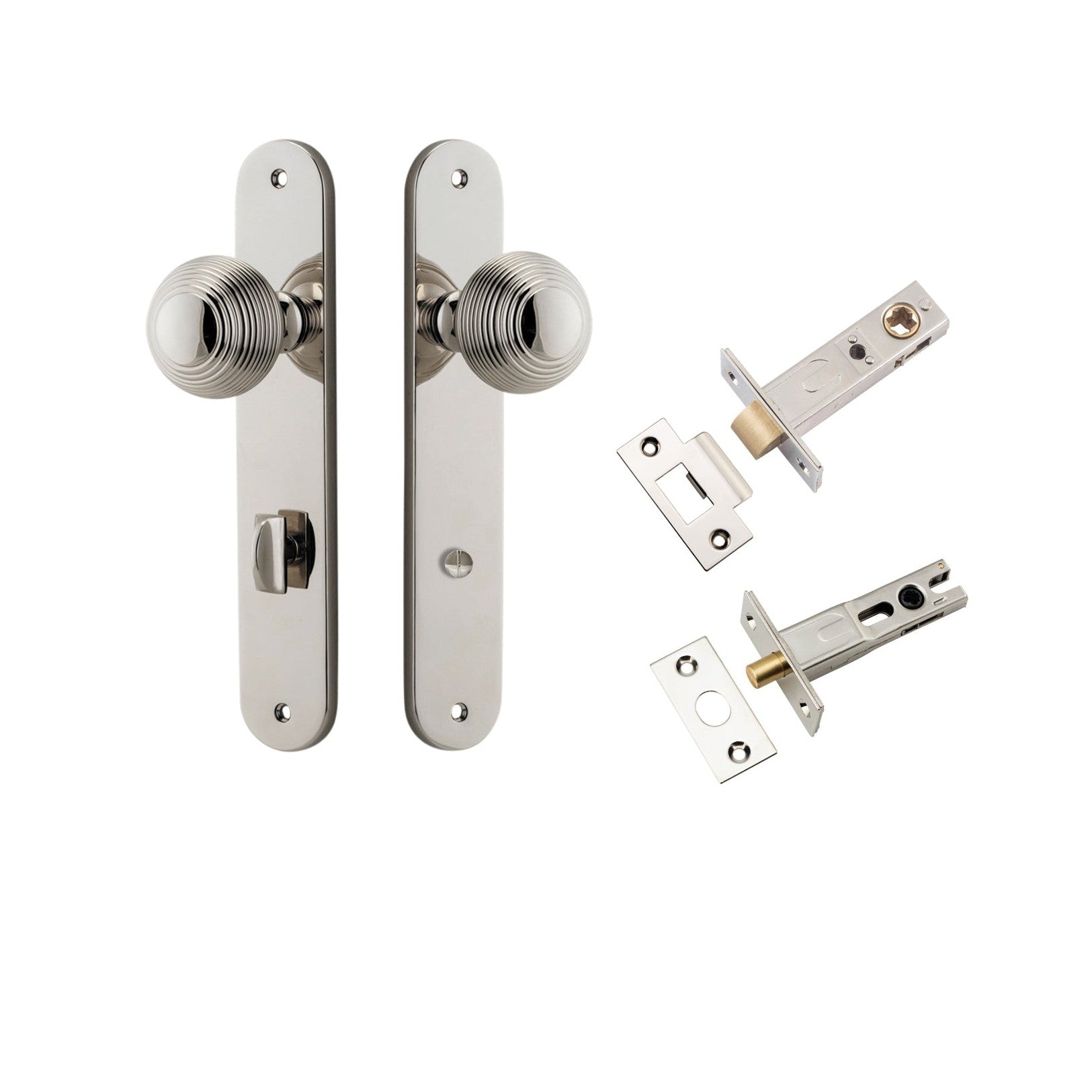 Iver Door Knob Guildford Oval Privacy Polished Nickel Inbuilt Privacy Kit