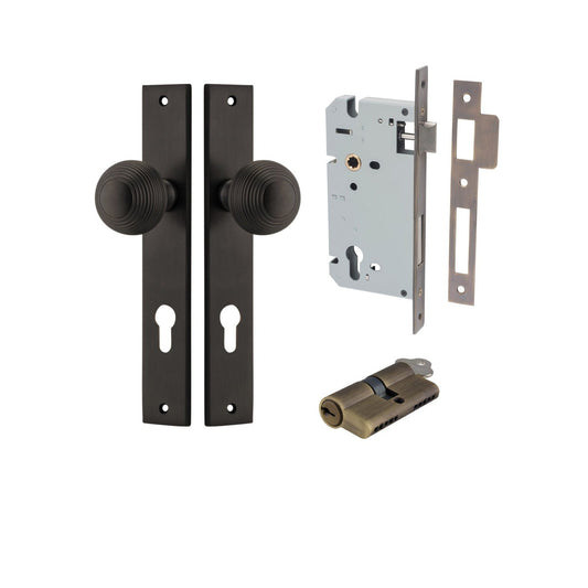Iver Door Knob Guildford Rectangular Euro Key/Key Signature Brass Entrance Kit