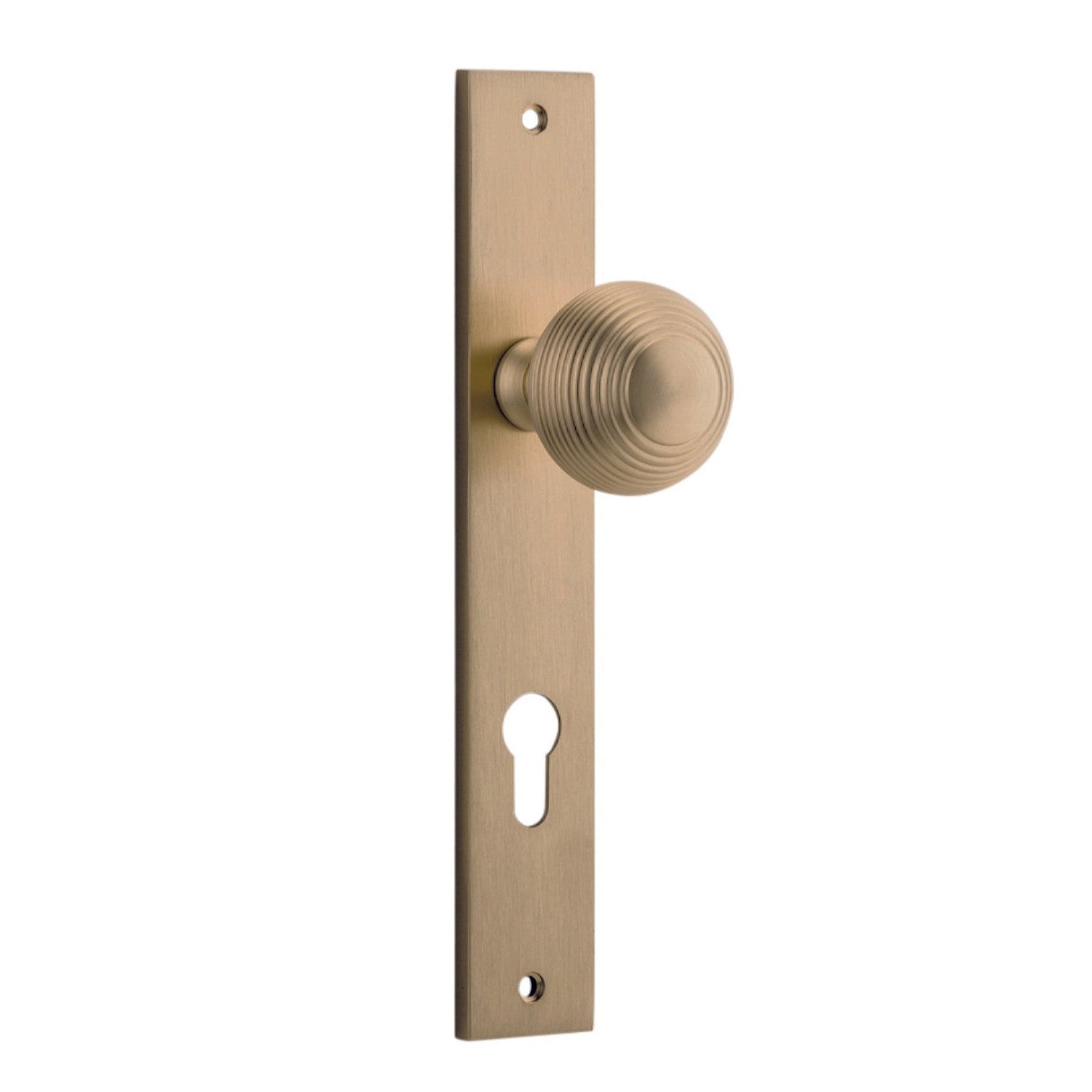 Iver Door Knob Guildford Rectangular Euro Pair Brushed Brass