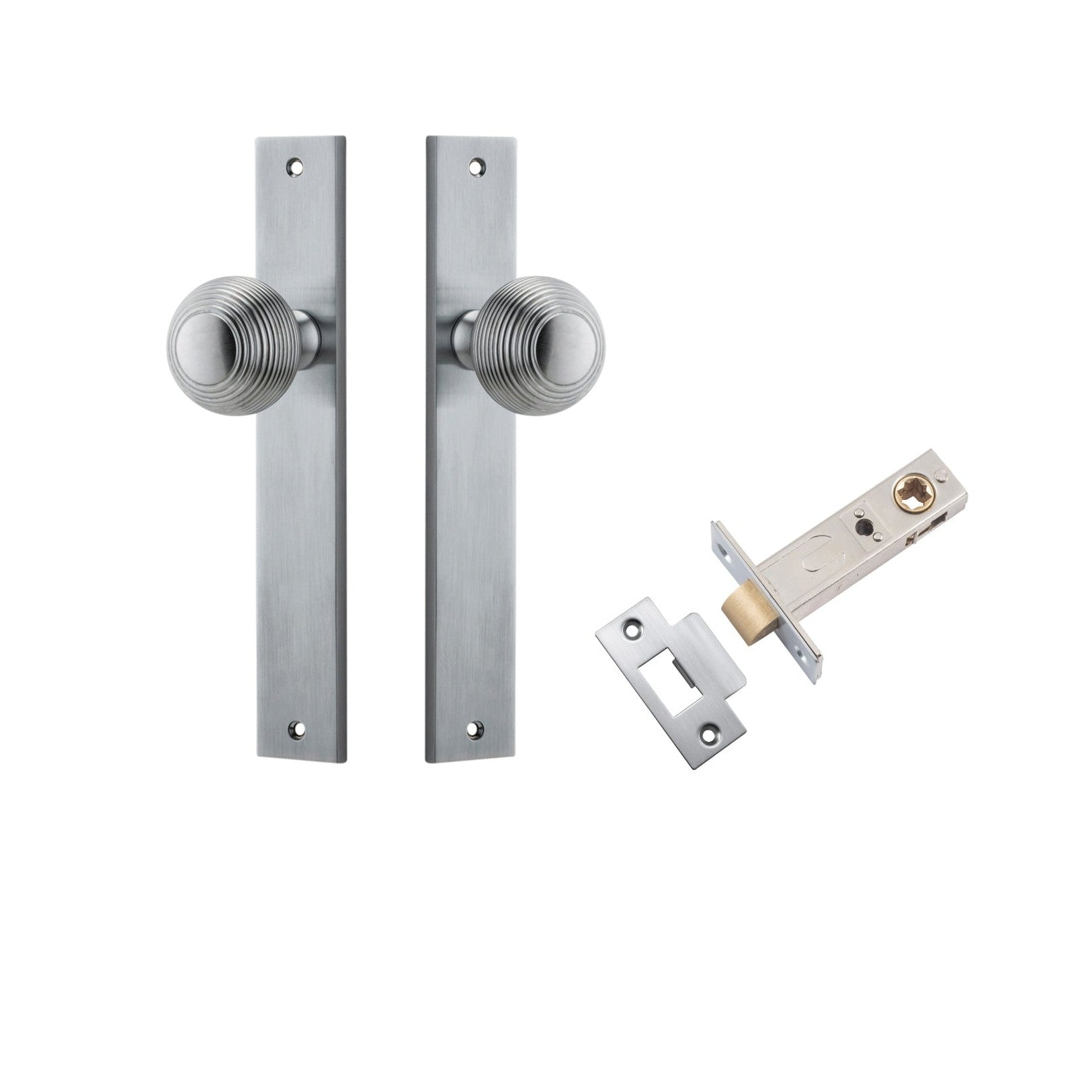 Iver Door Knob Guildford Rectangular Latch Brushed Chrome Passage Kit