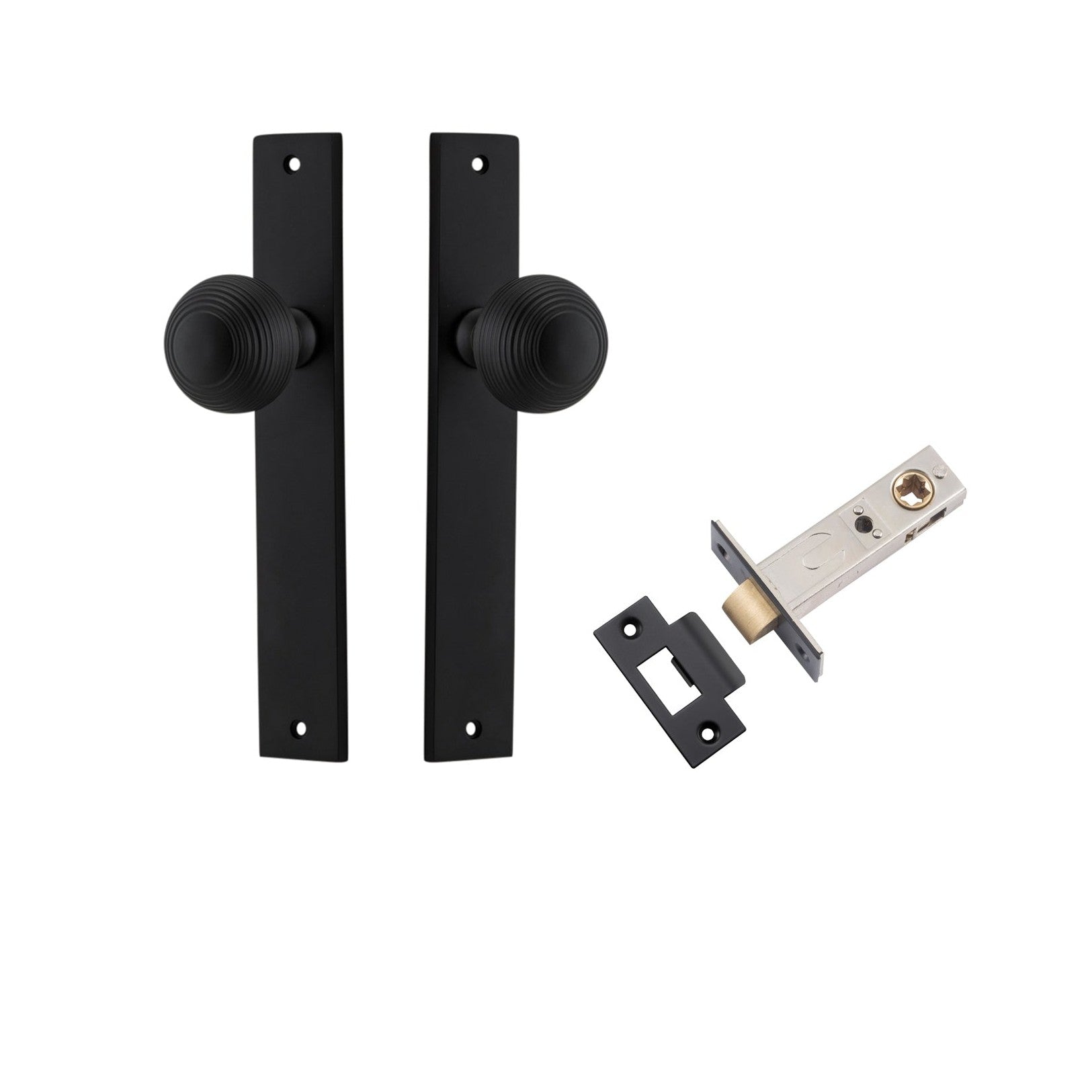 Iver Door Knob Guildford Rectangular Latch Matt Black Passage Kit