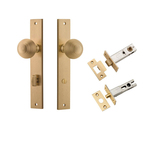 Iver Door Knob Guildford Rectangular Privacy Brushed Brass Inbuilt Privacy Kit