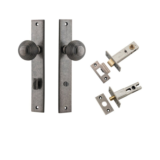 Iver Door Knob Guildford Rectangular Privacy Distressed Nickel Inbuilt Privacy Kit