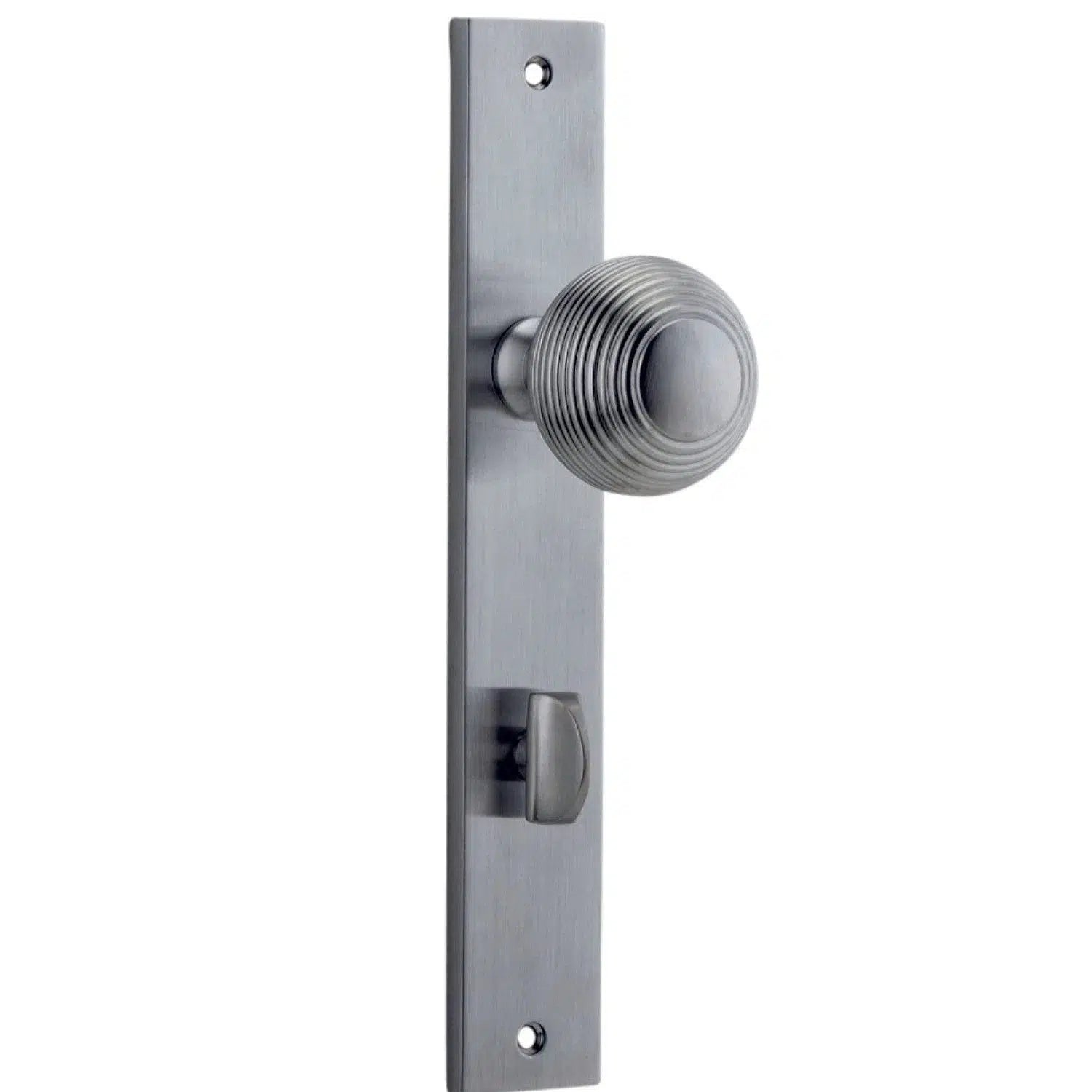 Iver Door Knob Guildford Rectangular Privacy Pair Brushed Chrome