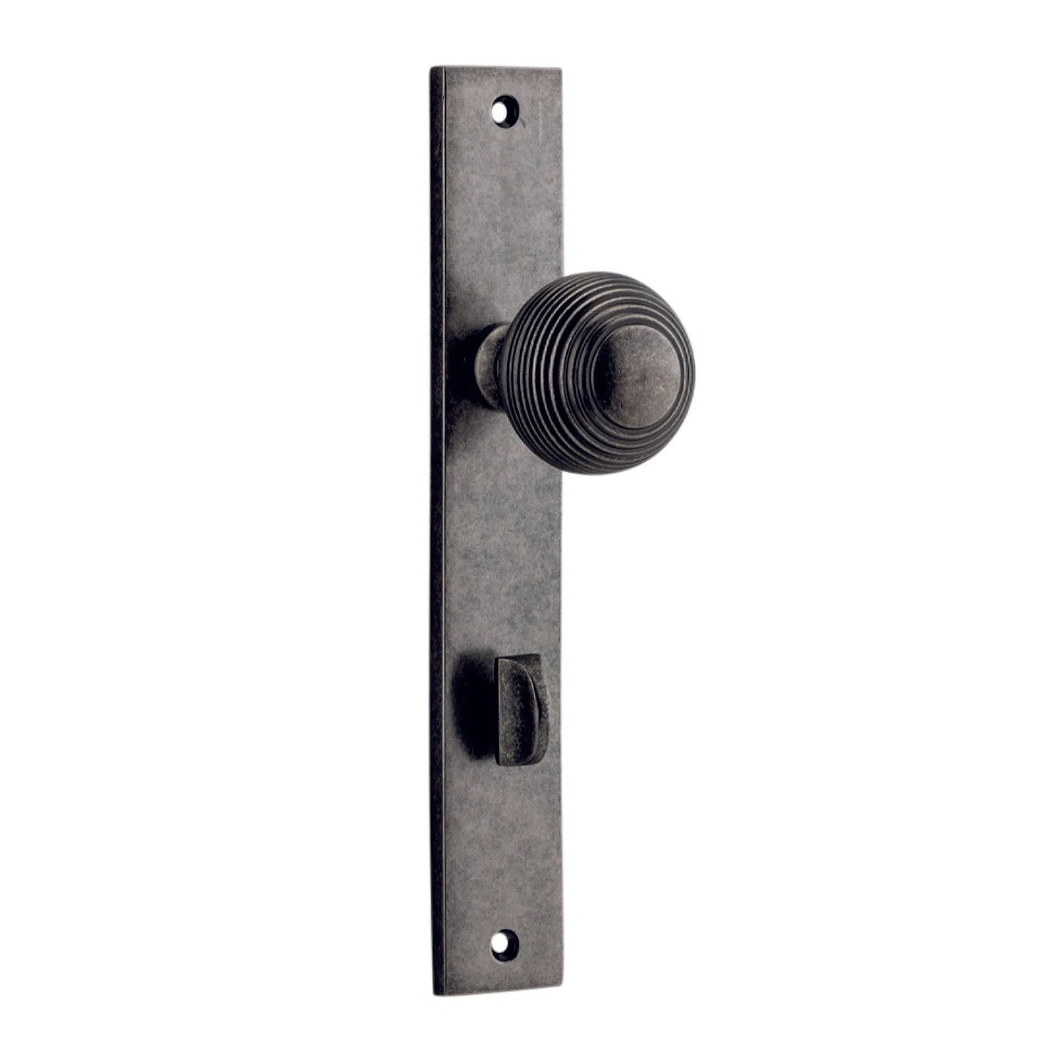 Iver Door Knob Guildford Rectangular Privacy Pair Distressed Nickel