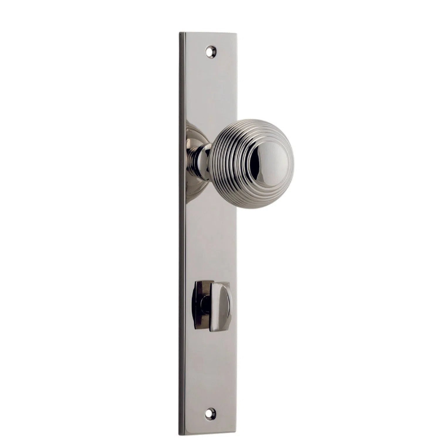 Iver Door Knob Guildford Rectangular Privacy Pair Polished Nickel