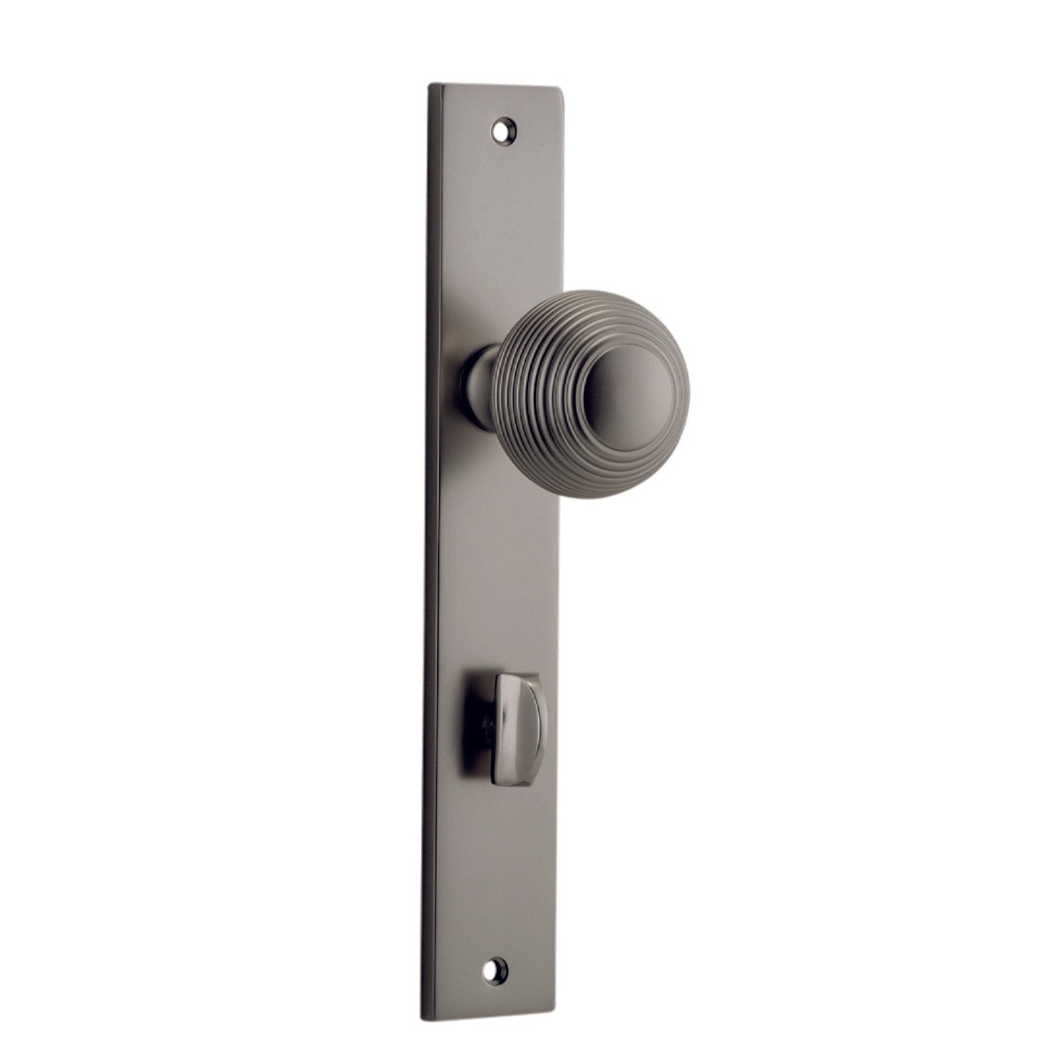 Iver Door Knob Guildford Rectangular Privacy Pair Satin Nickel