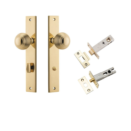 Iver Door Knob Guildford Rectangular Privacy Polished Brass Inbuilt Privacy Kit