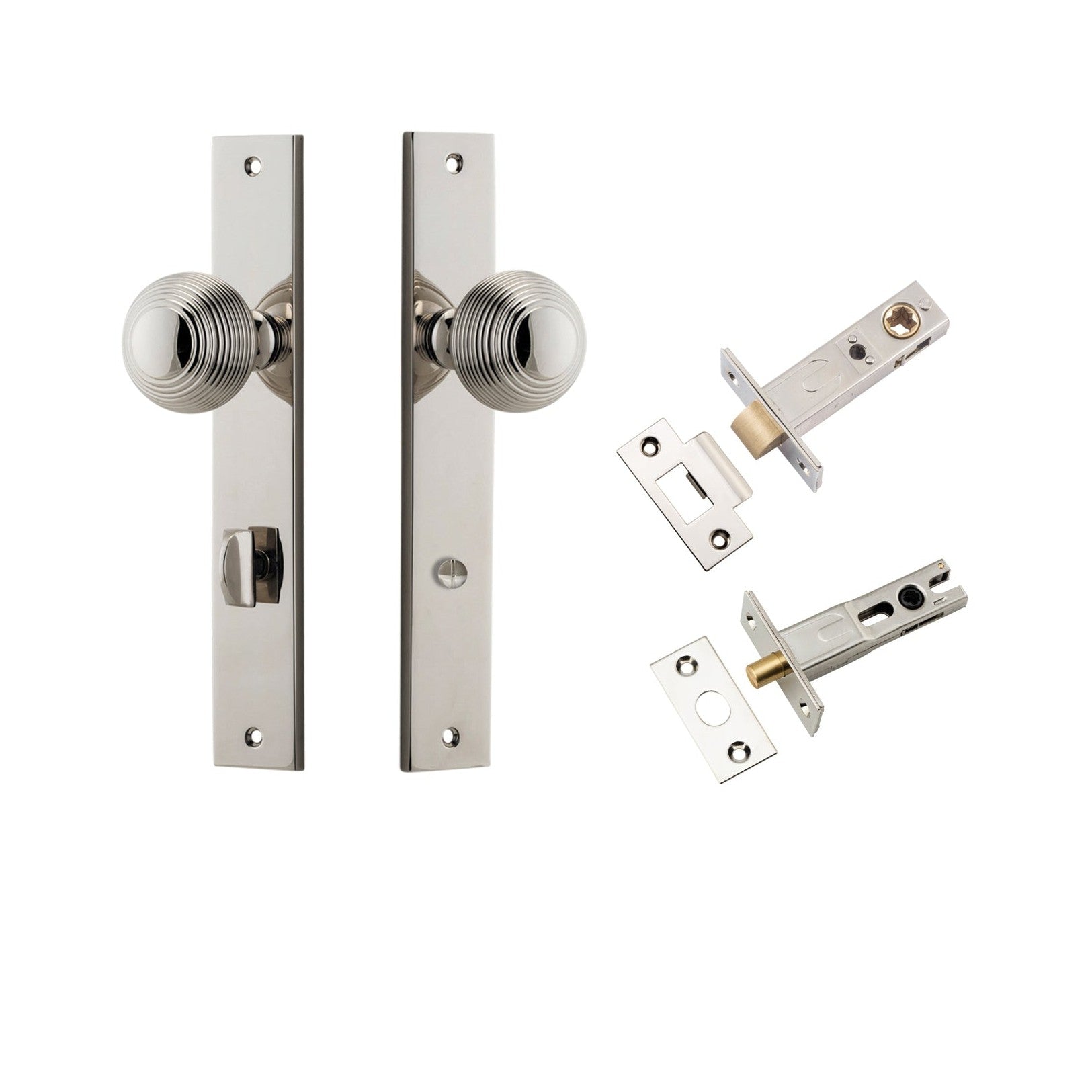 Iver Door Knob Guildford Rectangular Privacy Polished Nickel Inbuilt Privacy Kit