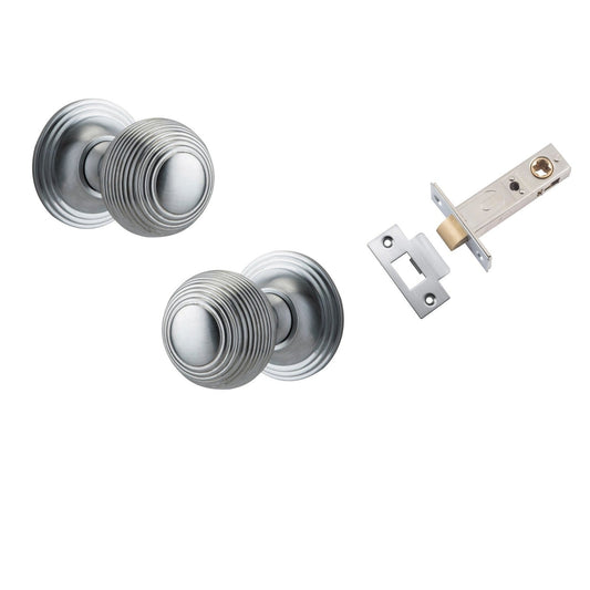 Iver Door Knob Guildford Round Rose Concealed Fix Brushed Chrome Passage Kit