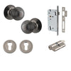 Iver Door Knob Guildford Round Rose Concealed Fix Key/Key Distressed Nickel Entrance Kit