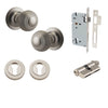 Iver Door Knob Guildford Round Rose Concealed Fix Key/Key Satin Nickel Entrance Kit