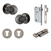 Iver Door Knob Guildford Round Rose Concealed Fix Key/Thumb Distressed Nickel Entrance Kit