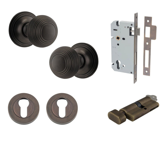 Iver Door Knob Guildford Round Rose Concealed Fix Key/Thumb Signature Brass Entrance Kit