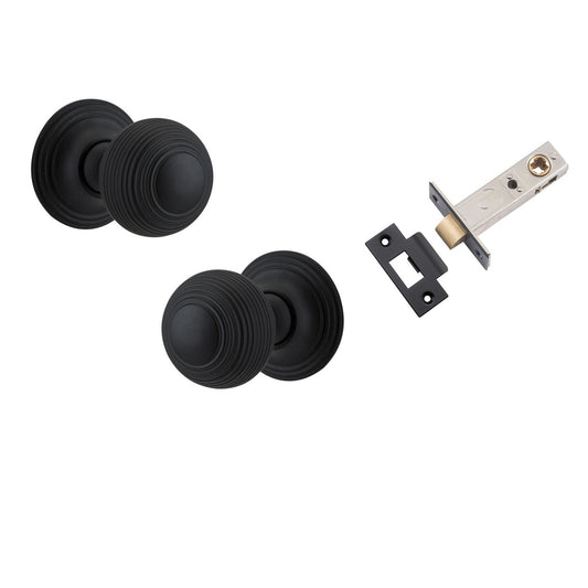 Iver Door Knob Guildford Round Rose Concealed Fix Matt Black Passage Kit